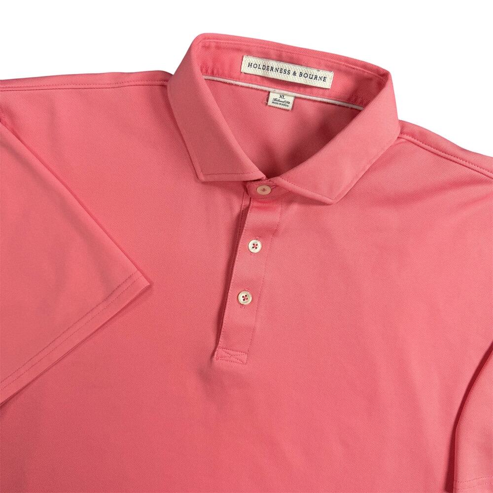 Holderness & Bourne Men’s XL Pink Performance Golf Polo WST Embroidered Stretch